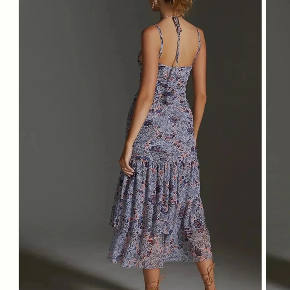 MISA Los Angeles Nicola Floral Mesh Halter Midi Dress Blue Size XS NWT - Picture 14 of 15